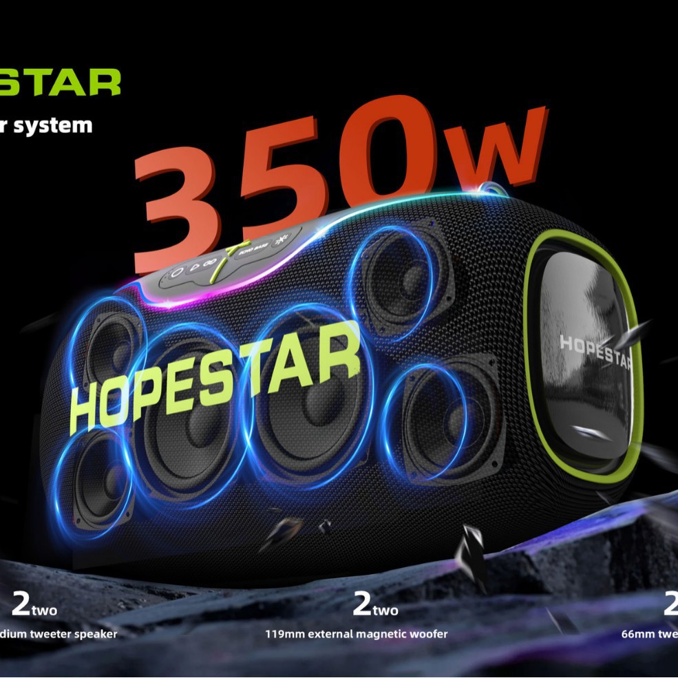 High power 350W outdoor portable K song聚合 Bluetooth speaker heavy bass waterproof dual mic