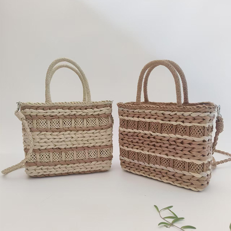 New crossbody striped woven bag casual crossbody bag handbag straw woven basket simple lightweight