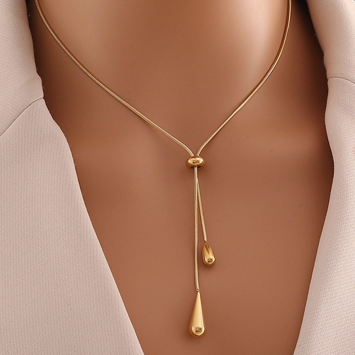 Teardrop Tassel Necklace Women Simple Niche Sweater Chain Long Pull Design Accessories