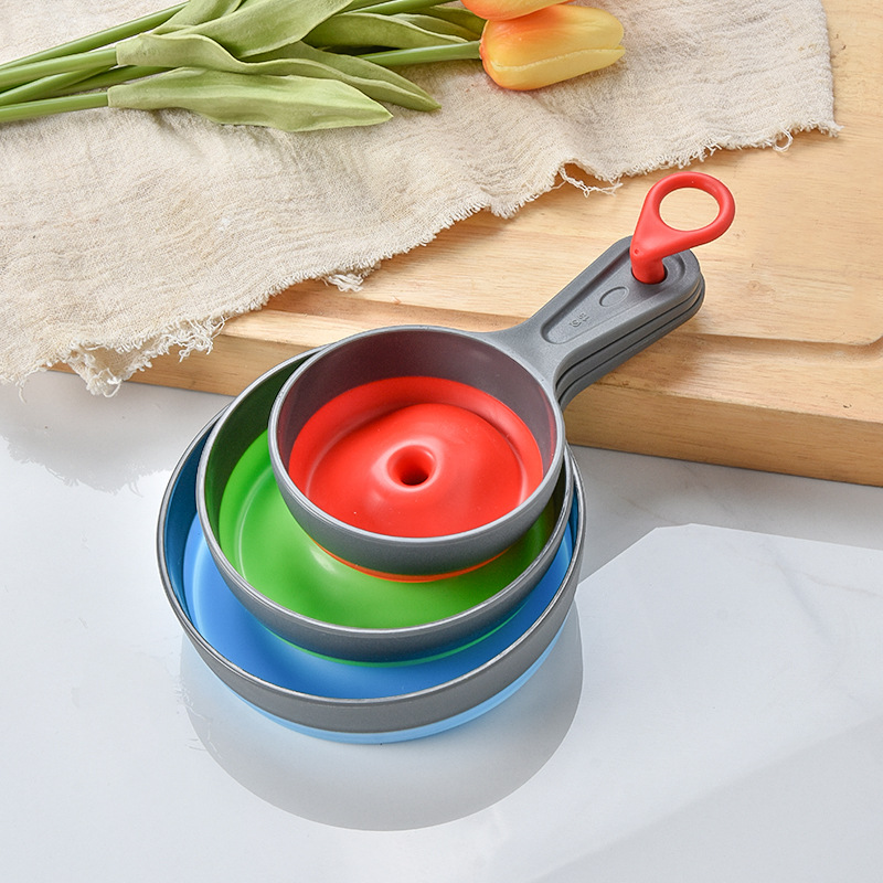 Wide Mouth Narrow Mouth Folding Plastic Funnel Three-Piece Set Jam Funnel Oil Funnel Three-Piece Kitchen Tool