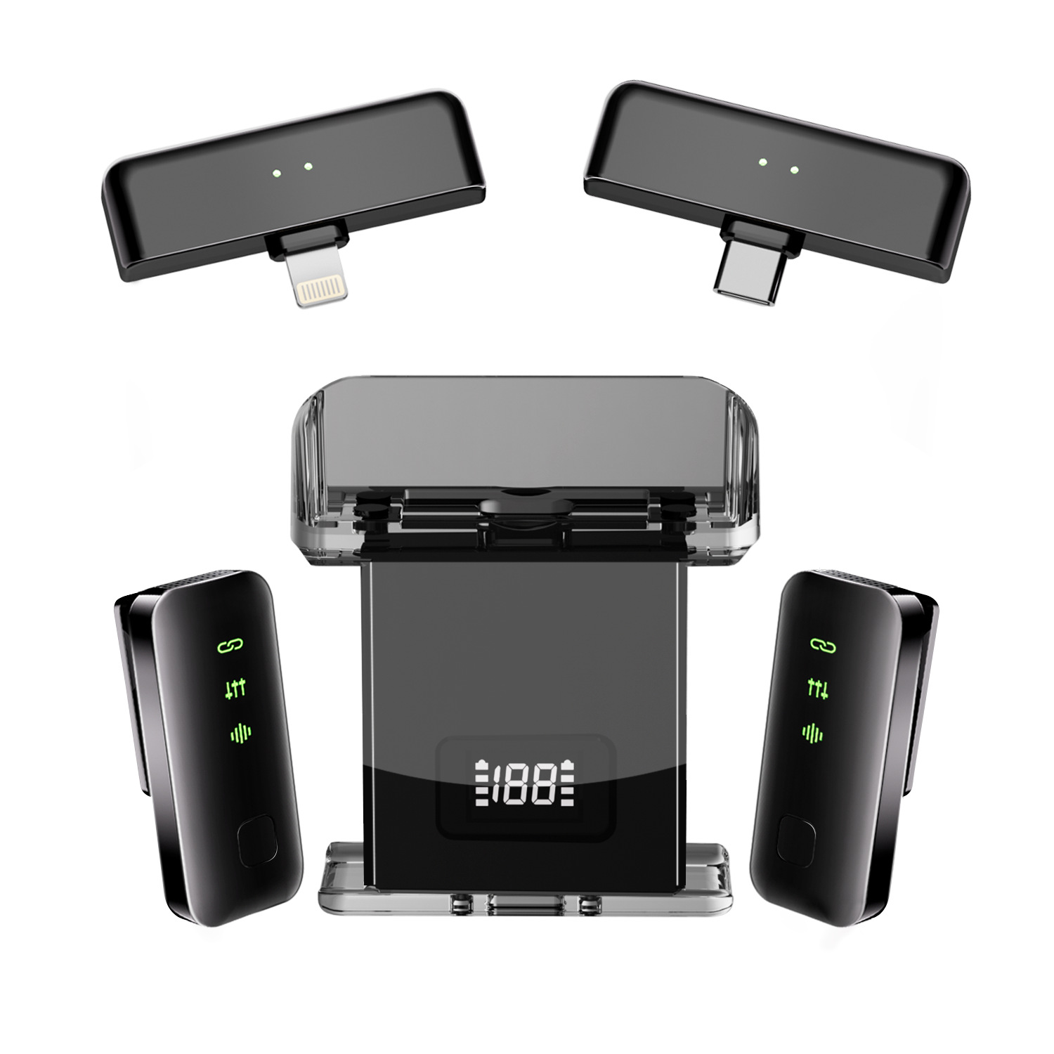 Two-in-One Wireless Lavalier Microphone Outdoor Mobile Live Streaming Vlogging Special Noise Reduction Portable Mic