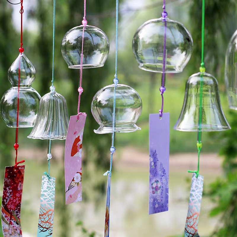Wishing Wind Chime Decoration Wind Chime Cherry Blossom Glass Transparent Hanging Scenic Spot Scene Layout Wind Chime Student DIY