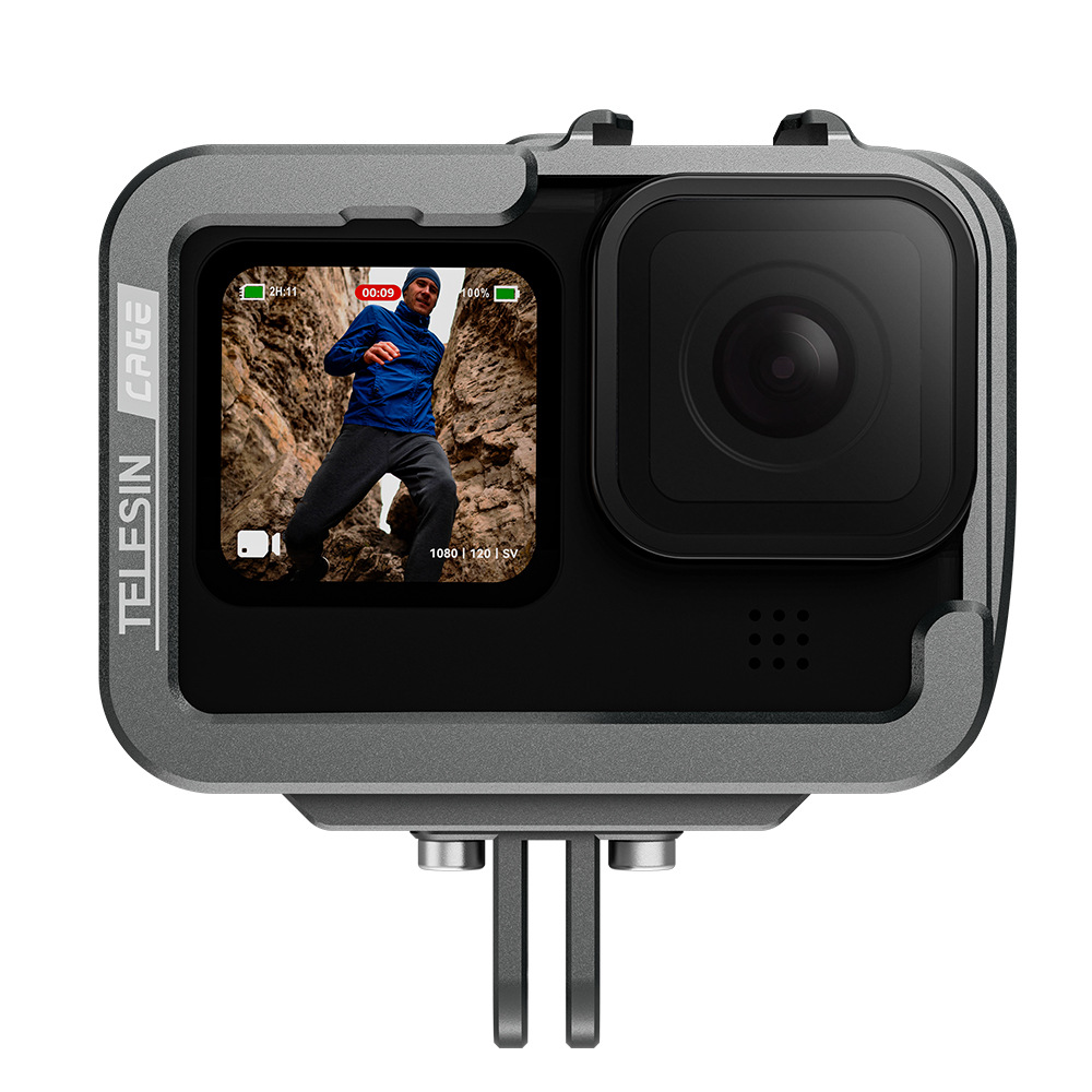 TELESIN Metal Cage for GoPro 12/11/10/9 Camera Horizontal and Vertical Shooting Protective Frame