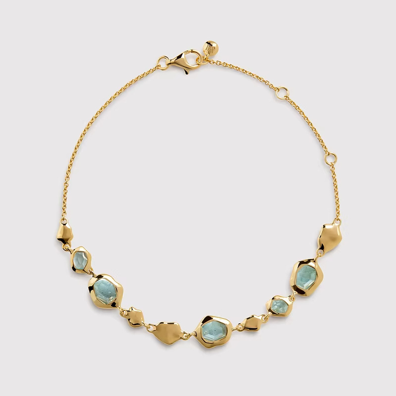 Monica Flowing Light Gem Natural Aquamarine Niche Gift Bracelet New