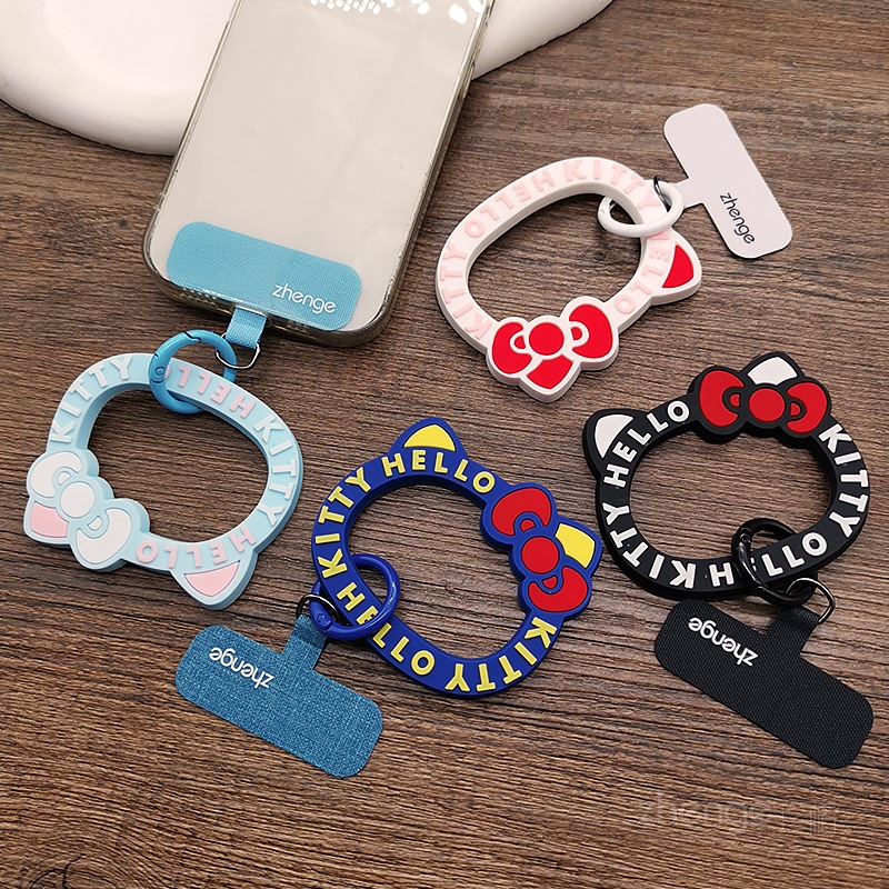 Cute cat ring pendant cartoon round ring phone strap gasket thin clip piece phone chain hanging piece not top shell does not affect