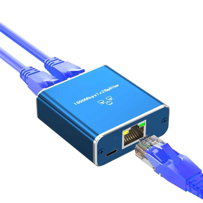 Gigabit Network Splitter 1-to-2 Network Switch Gigabit 1-in-2-out Converter Adapter RJ45
