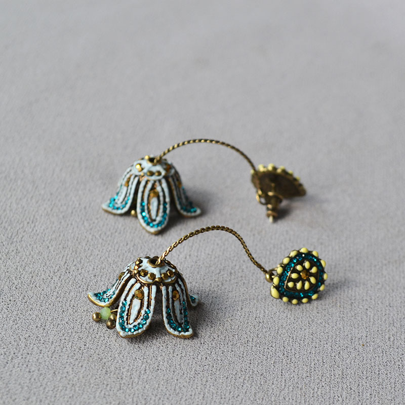Zhong Restaurant Jiang Yan flower tassel ear studs for women, elegant bohemian niche earrings ear accessories