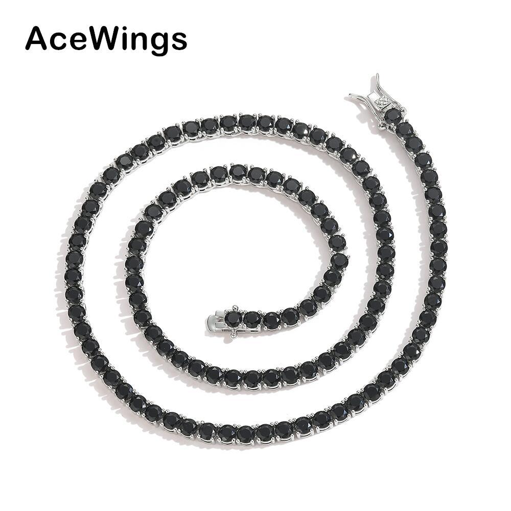 3mm 4mm 5mm black tennis chain Tennis Chain copper set zircon hip-hop single row chain