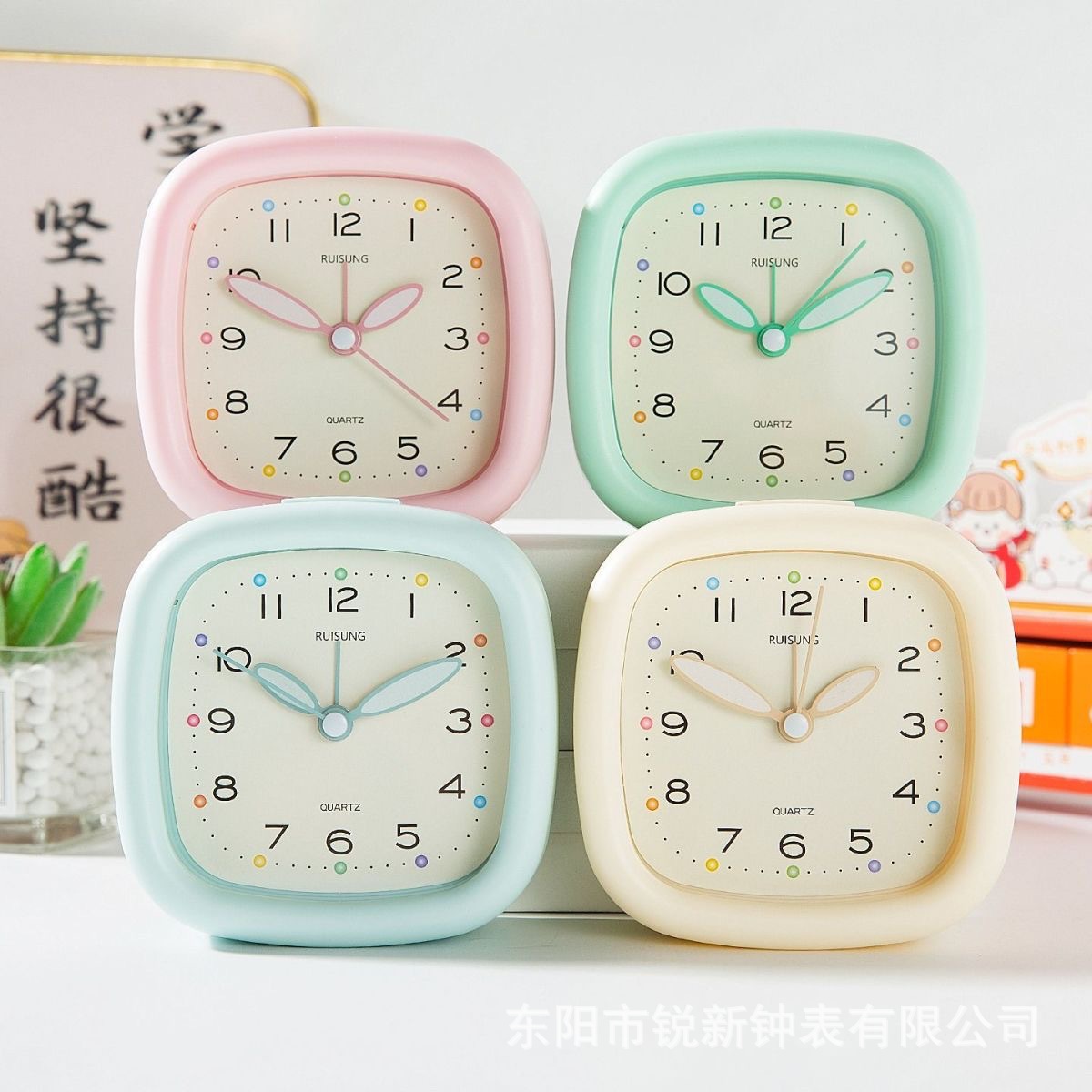 Cream style alarm clock student lazy wake-up clock simple silent night light children learning clock