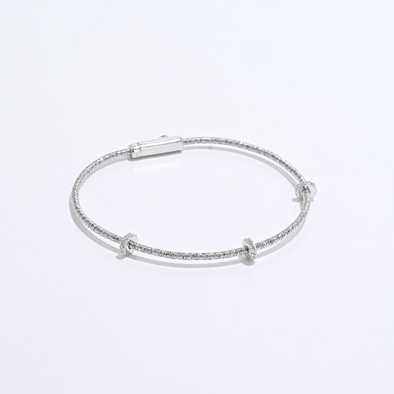 Italian Fine Gold String Three-Ring Diamond Bracelet Niche Gift S925 Silver Gold-Plated Jewelry