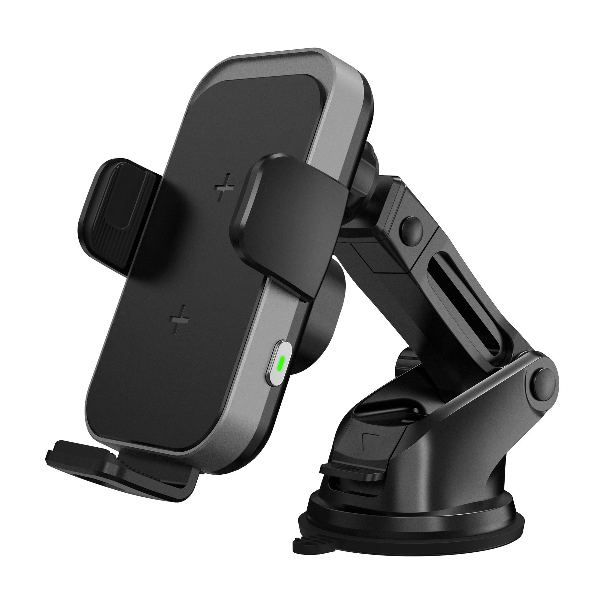 Patent private mold wireless car charger 15W Qi KC certified fast charging car mount dual coil