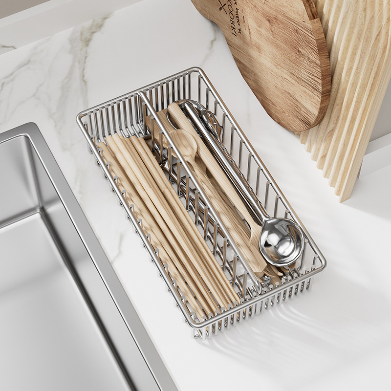 Stainless steel disinfection cabinet chopstick holder kitchen chopstick basket storage box drain basket pull-out chopstick box spoon tableware partition