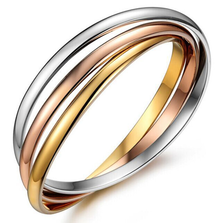 New Titanium Steel Three-Color Three-Ring Bracelet Stainless Steel Hand Accessory Bracelet