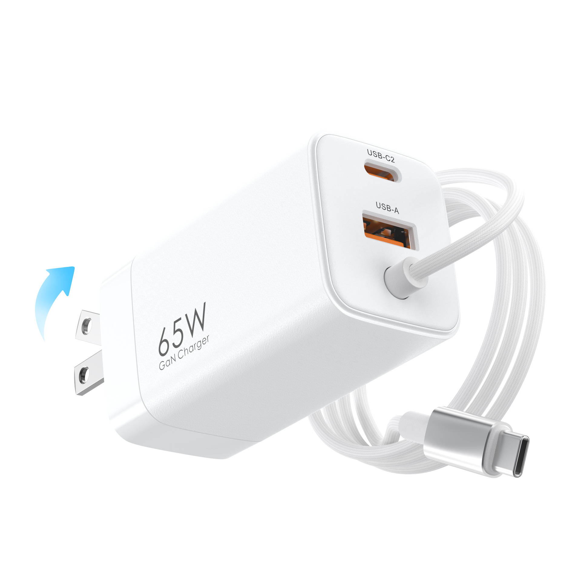 Charger with Cable PD67W GaN Charger for Apple Huawei Phone High Power Charging Head