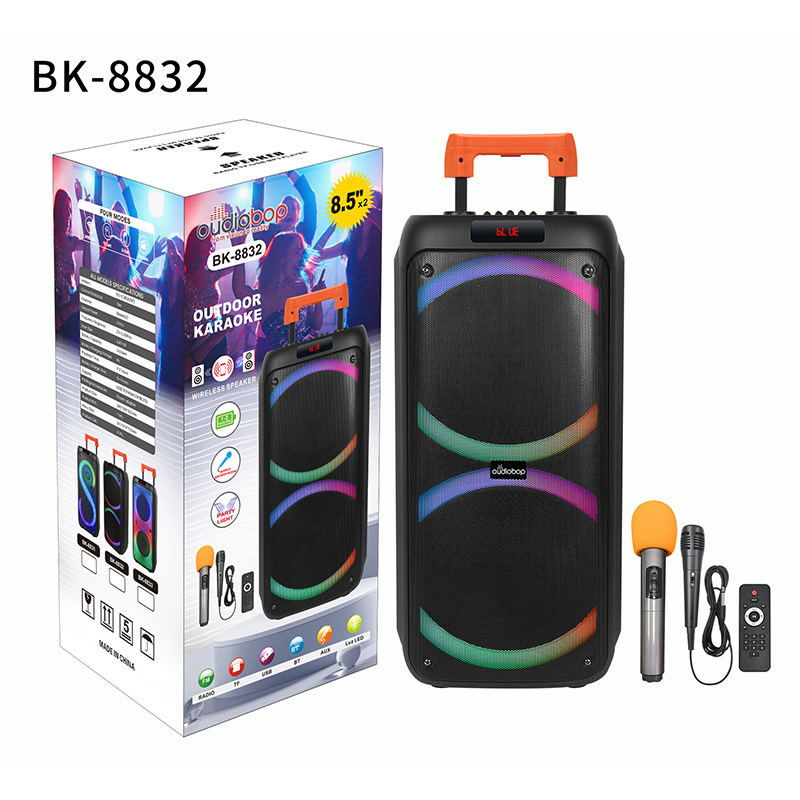 High Power 60W Square Dance Speaker Dual Horn Pull Rod Bluetooth Speaker Outdoor Loud Bass