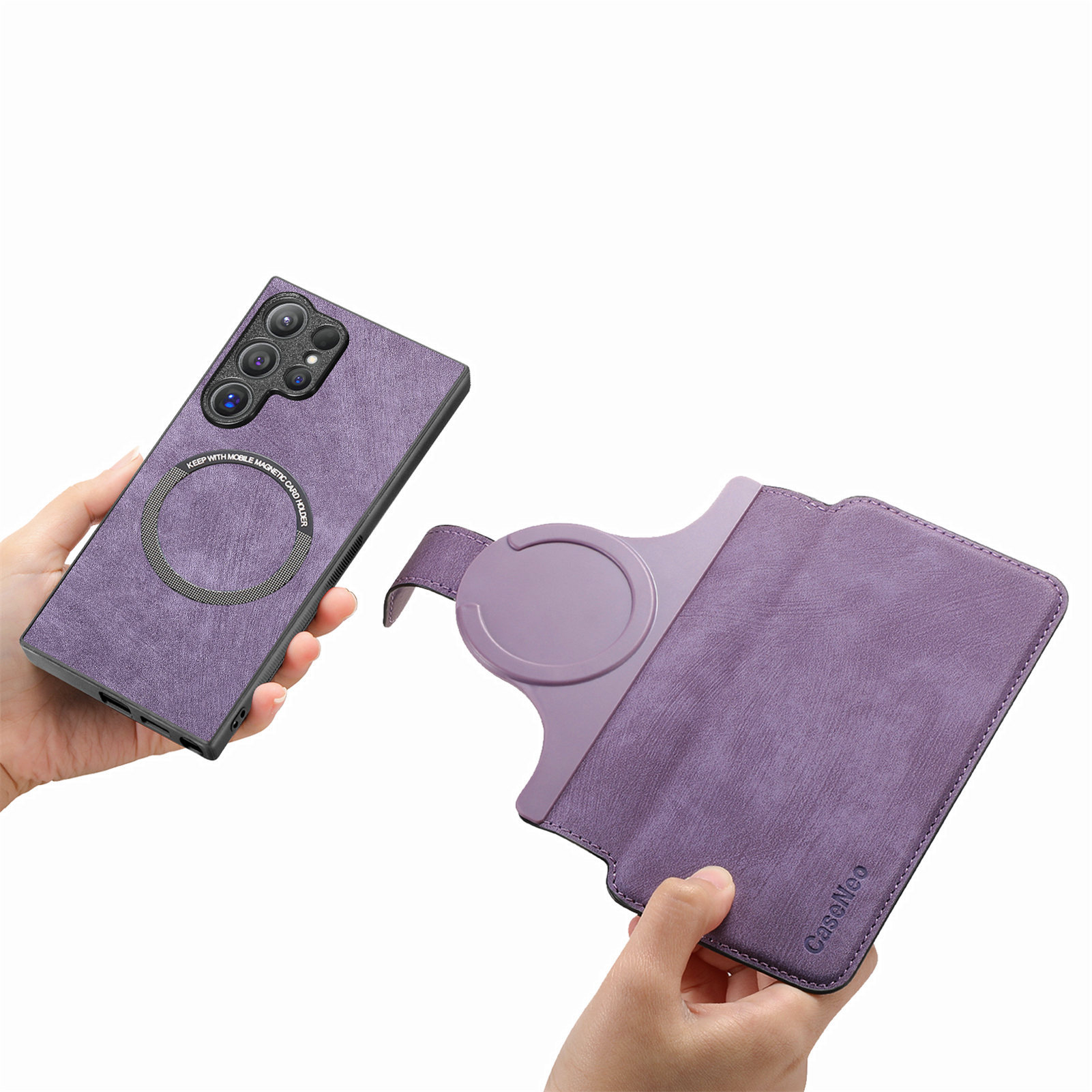 Magnetic detachable two-in-one front cover for Samsung S26Ultra phone leather case strong magnetic card slot stand