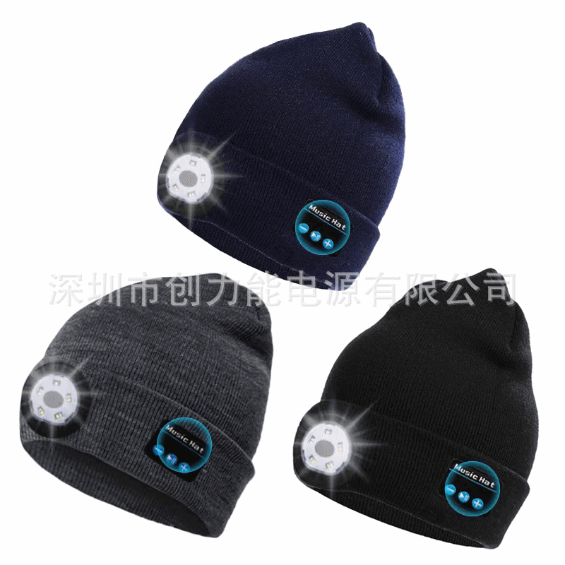 Chuanglineng rechargeable washable Bluetooth hat new LED light-up Bluetooth 5.4 music knitted hat private mold