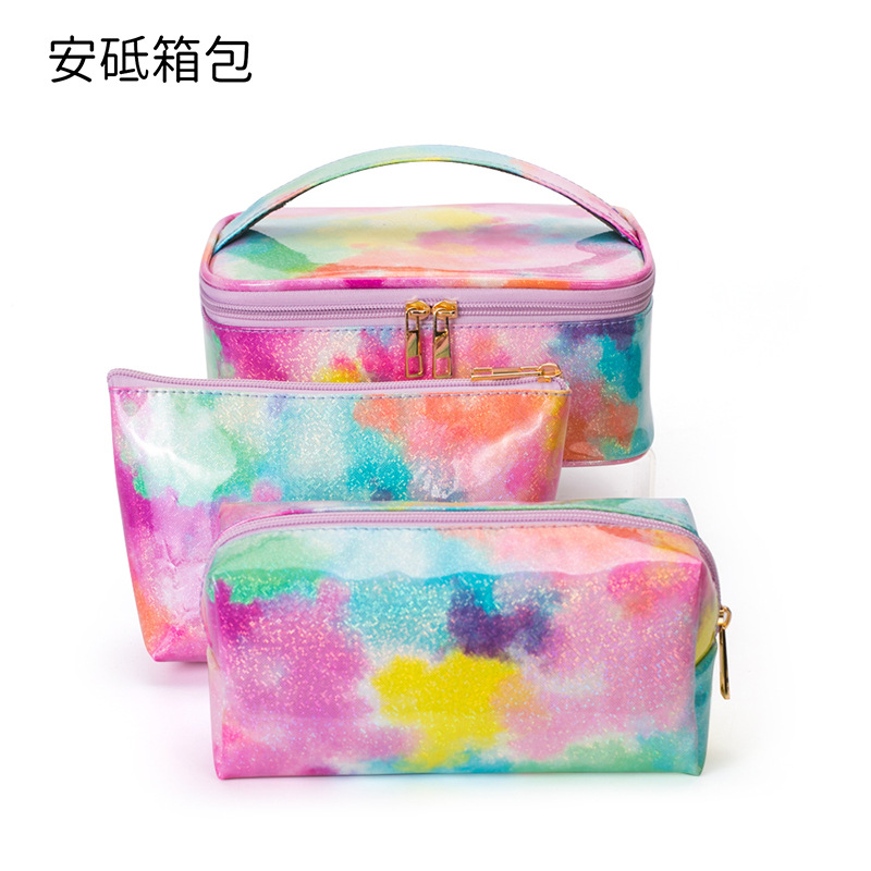 New Tie-Dye Multicolored Cosmetic Bag Storage Bag Multifunctional Handheld Toiletry Bag Tattoo and Nail Art Tool Box
