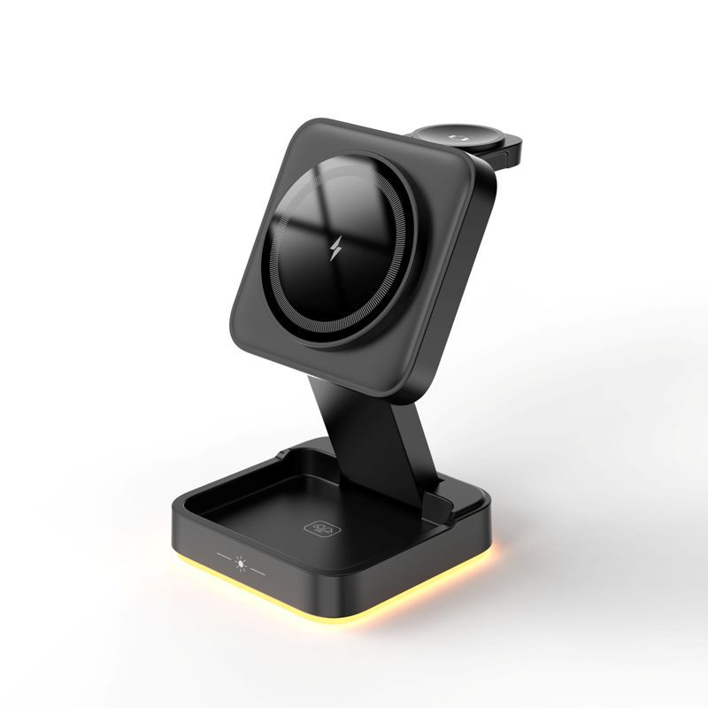 Desktop Phone Stand Foldable Vertical Compatible with Apple 3-in-1 Magnetic 15W Phone Wireless Charger