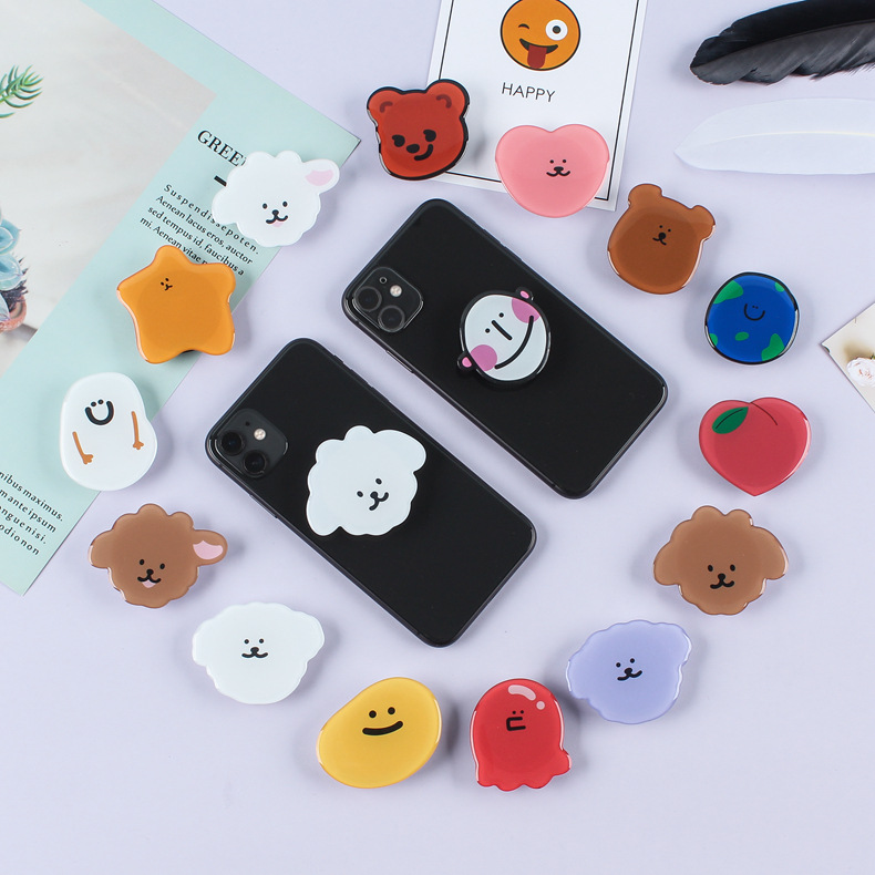 Cartoon drip glue lazy telescopic acrylic airbag phone stand can add logo digital cute