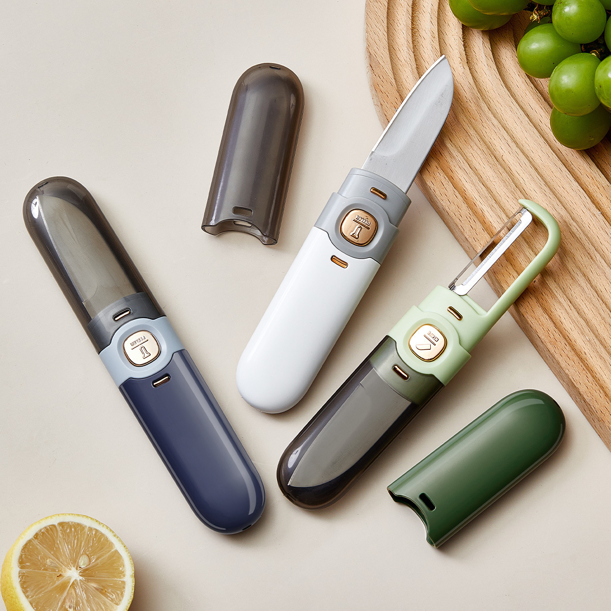 Household fruit knife, peeler, dormitory two-in-one paring knife, portable apple peeler, multifunctional double-ended peeler