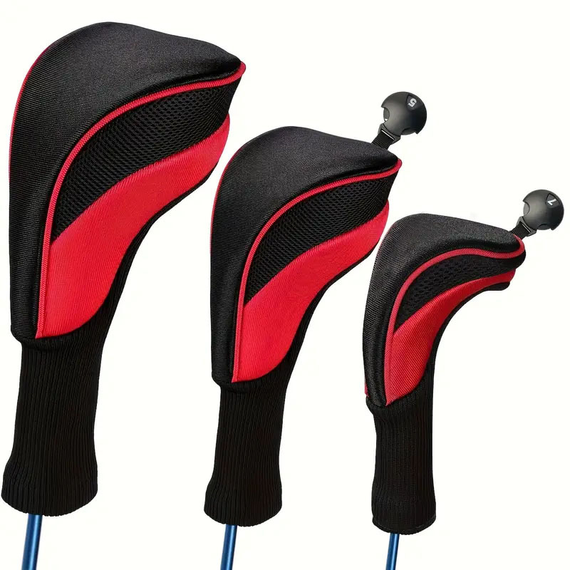 3-piece golf wood head cover, 1-3-5 waterproof polyester head cover, fairway wood protective cover