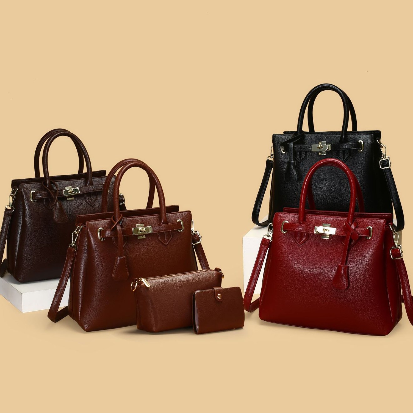 2025 Autumn New Simple Large Capacity Textured Handbag Multi-compartment Women's Commuter Shoulder Crossbody Bag Bags