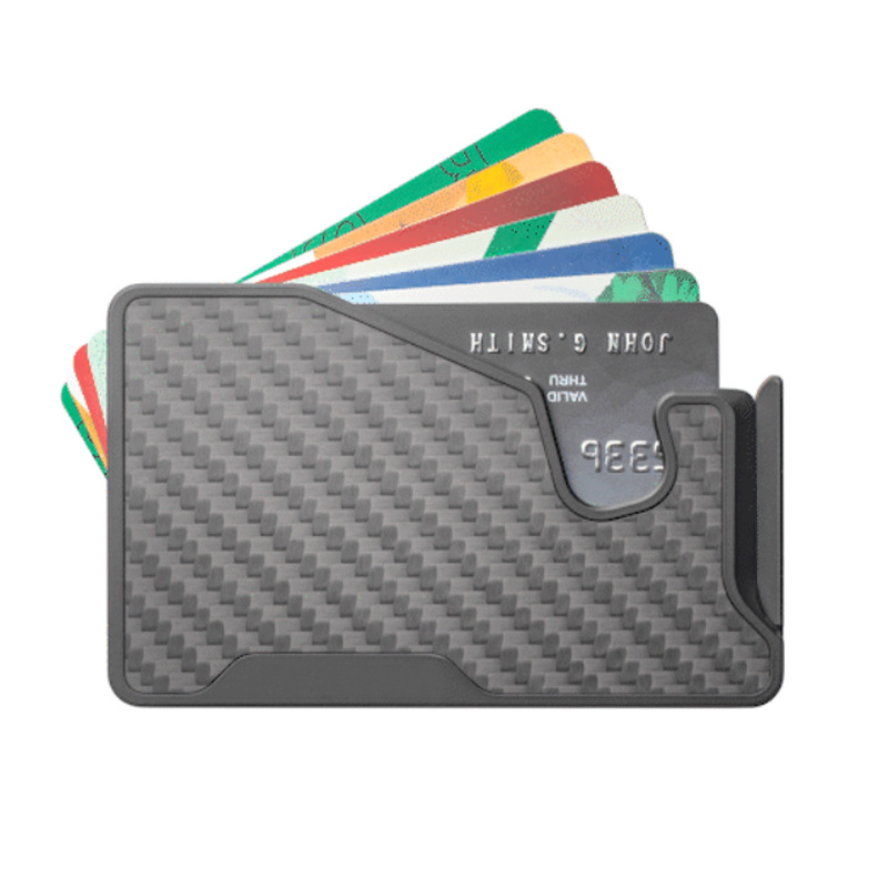 Magnetic Card Holder for Apple Android Phone Aluminum Alloy Card Case Auto Pop-Up Carbon Fiber Metal Card Clip