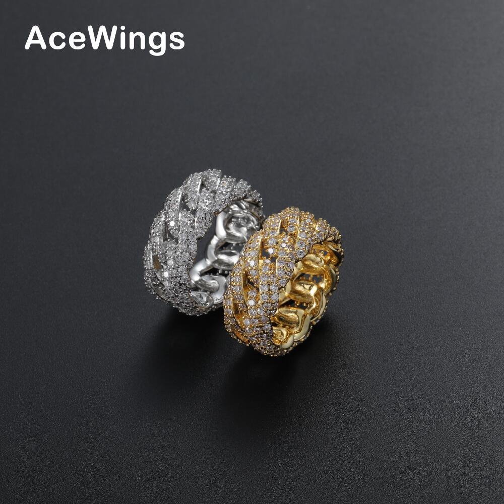 Hip-hop Cuban ring men's full zircon women's couple ring hip-hop Cuban ring