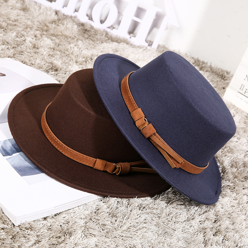 2025 Autumn/Winter New Fedora Flat Top Flat Brim Decorative Hat Franchise
