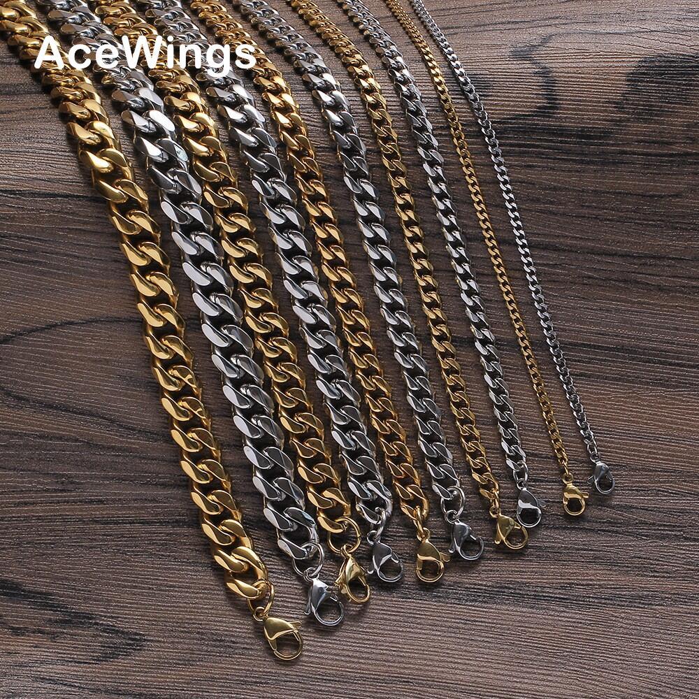 Stainless steel six-sided polished Cuban chain lobster clasp necklace 3mm 5mm 7mm 9mm 11mm Cuban necklace