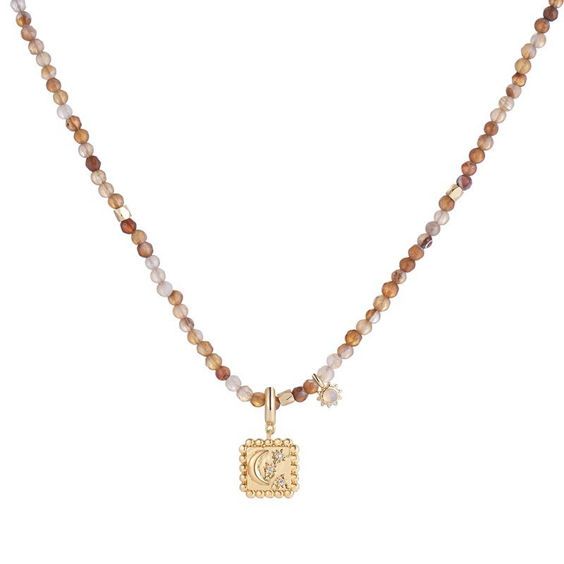 Exclusive Qi Wei Star Moon Chain Beaded Collarbone Chain Women