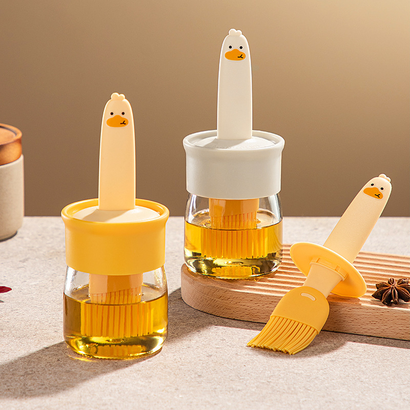 Silicone oil brush, household high-temperature resistant oil brush with bottle, separate oil bottle, outdoor barbecue oil brush integrated oil brush bottle