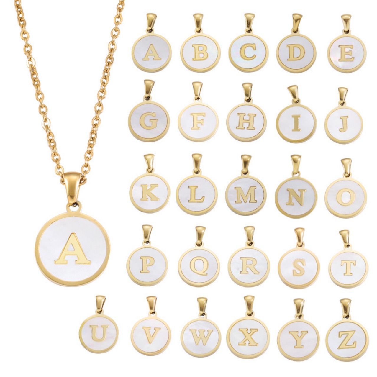 Geometric 26-letter necklace simple 26-letter necklace alloy pendant necklace