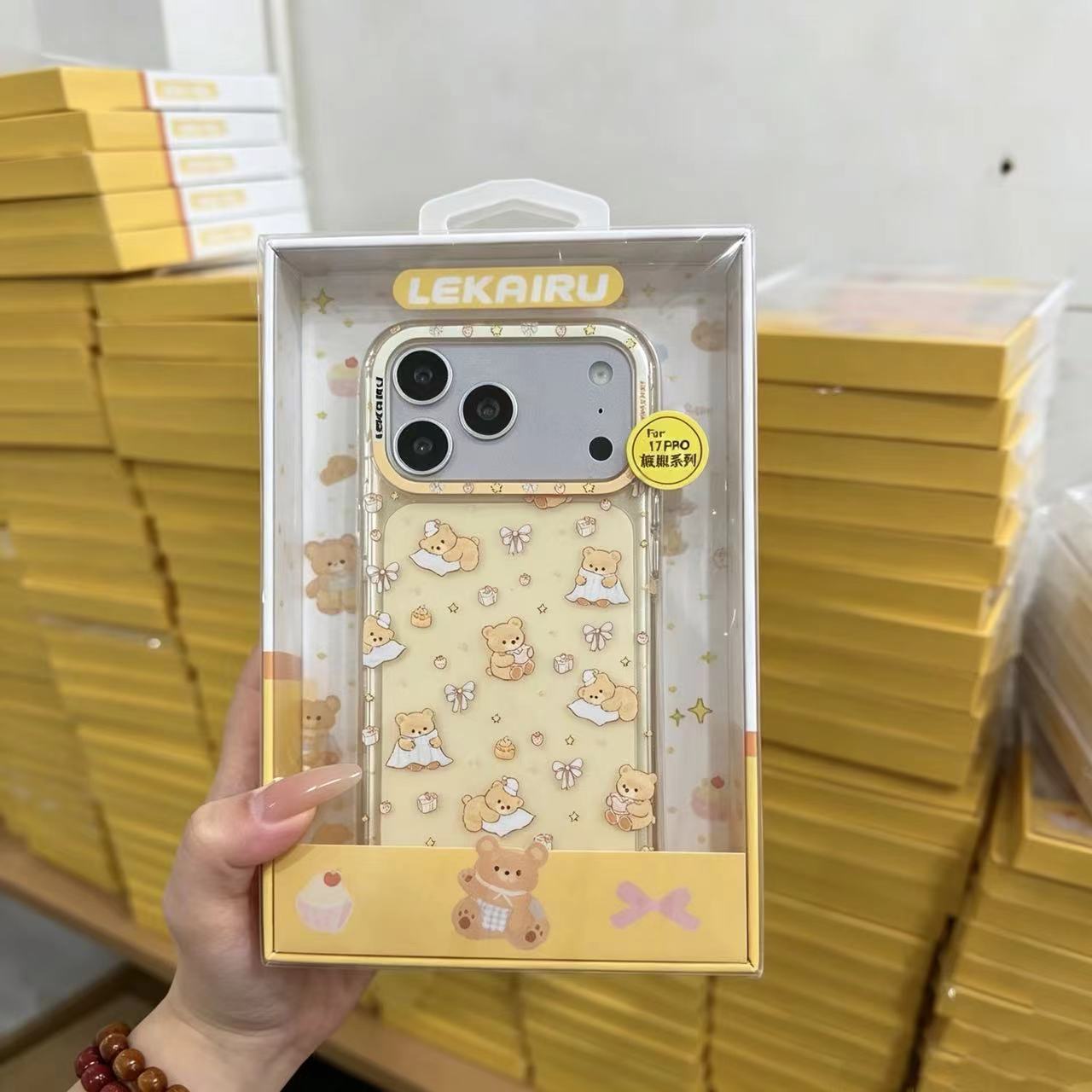 For iPhone 17 Pro Max Graffiti Side IMD Phone Case Apple 16 Full Screen Bear Cartoon Transparent Case