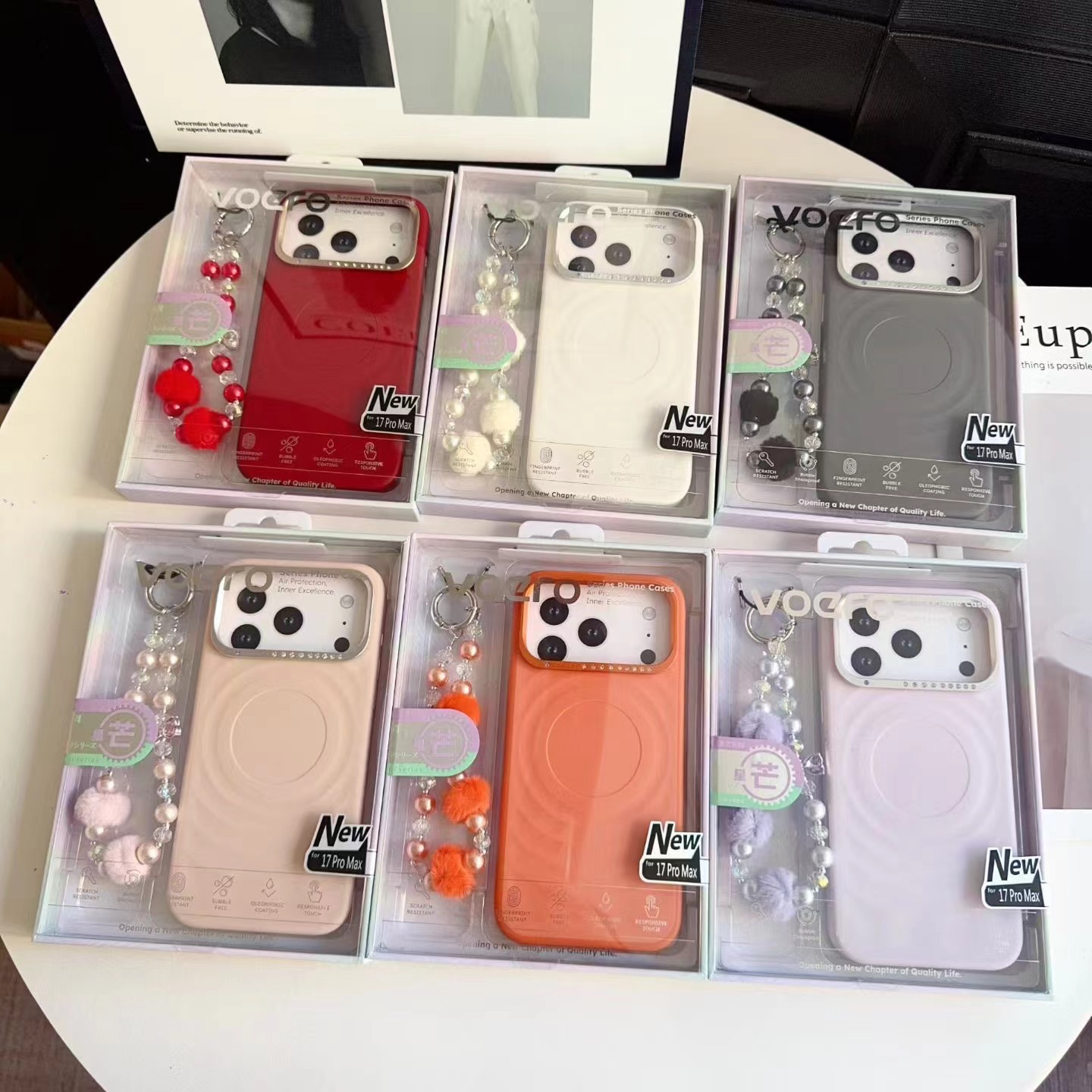 For iPhone 17 Pro Max Pearl Plush Bracelet Star Glitter Case Apple 16 Diamond Lens Ripple Phone Case