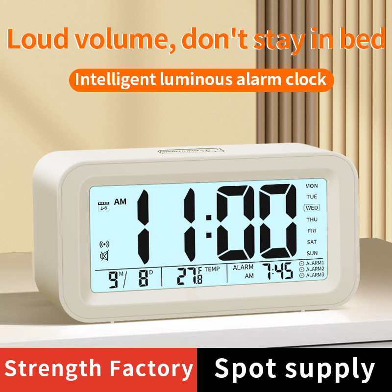 Alarm Clock Desktop Electronic Clock Touch Bedside Voice Clock Thermometer Modern Simple