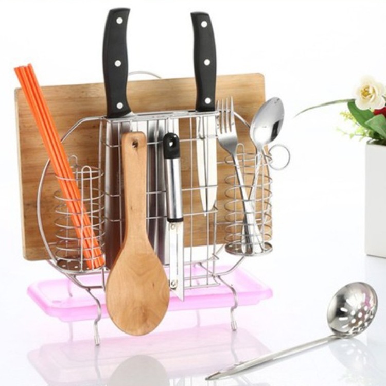 Stainless steel knife rack and cutting board rack, knife and chopping board rack, kitchen organizer, wall-mounted storage rack