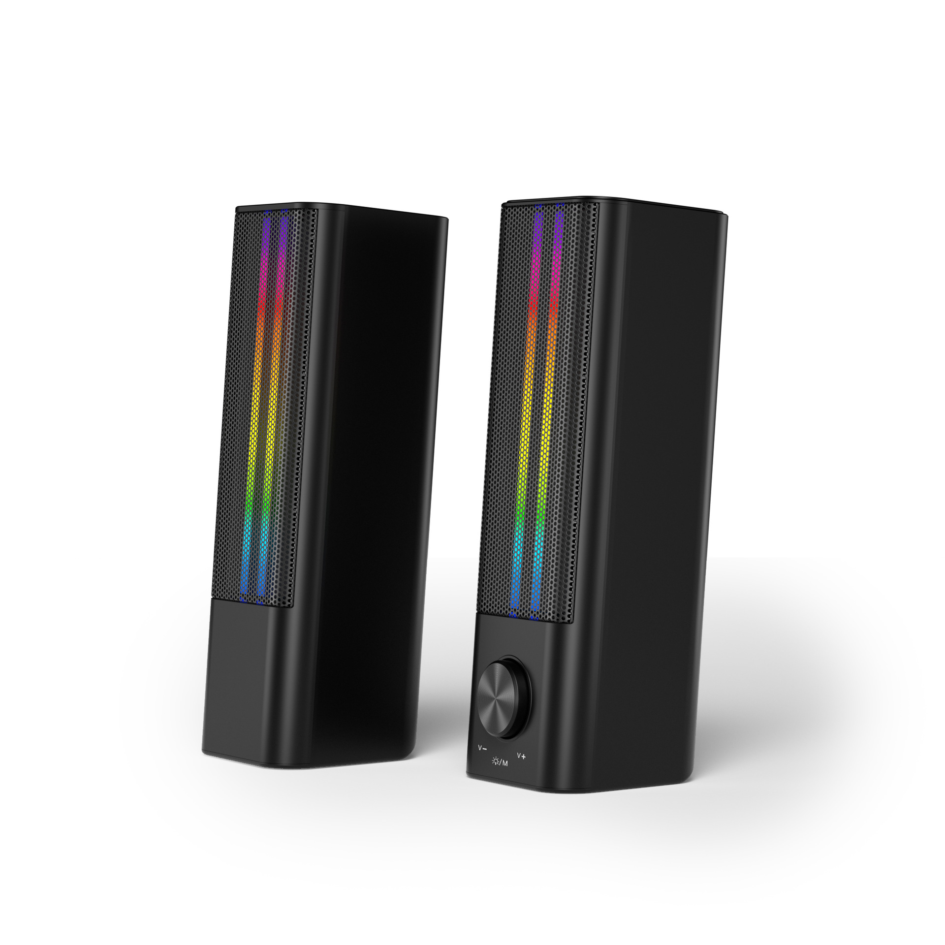 Custom-designed Computer Soundbar with Microphone and Light, Rectangular Home Speaker, 2.0 System with Deep Bass and Sound Absorption, Soundbar