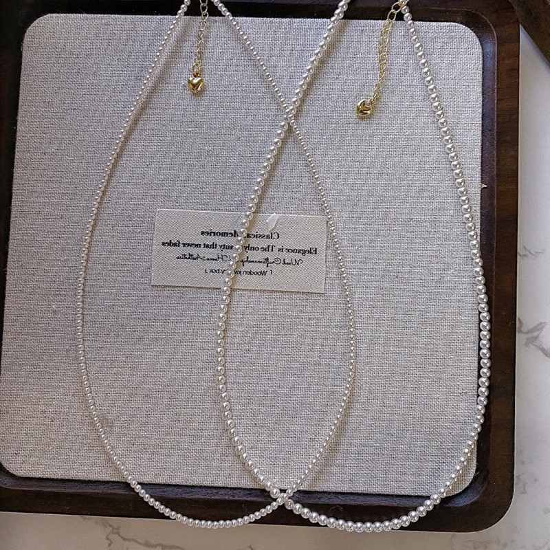 Swarovski 2mm Ultra Fine Rice Pearl Necklace for Women Clavicle Chain