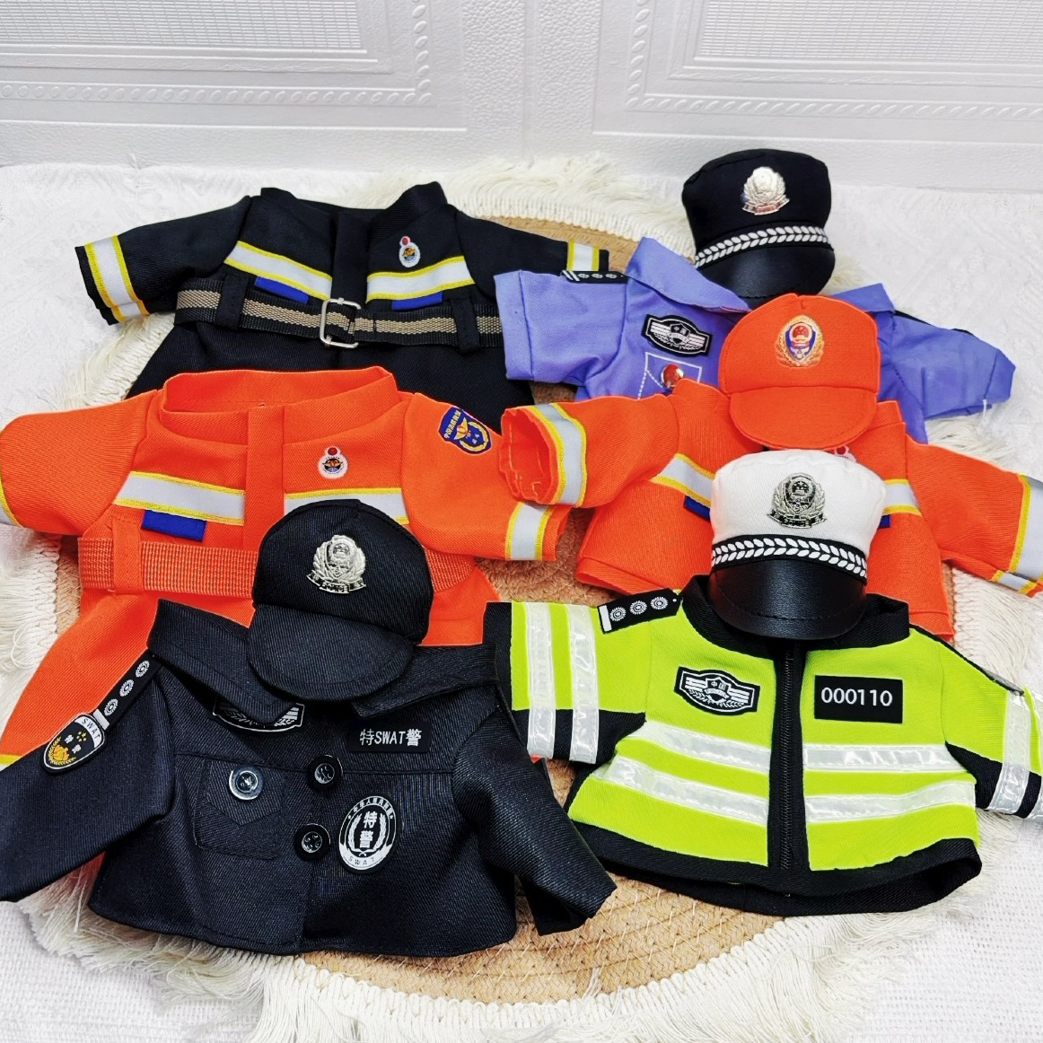 Doll Clothes Traffic Police Bear Public Security Special Police Plush Police Toy Firefighter Teddy Bear Plush Dress Up Accessories