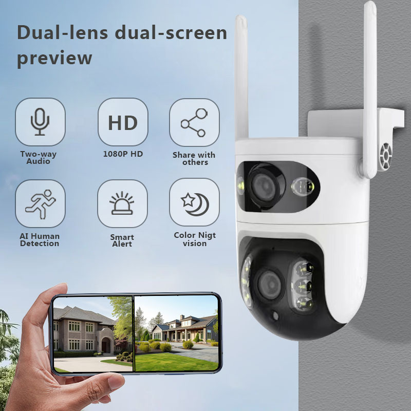 V380 New Dual Gun-Ball Linkage HD WiFi Outdoor Waterproof Ball Camera Surveillance Camera
