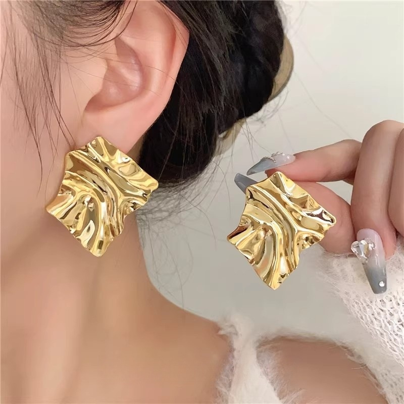 Metal Simple Ear Accessories Geometric Irregular Exaggerated Mirror Earrings