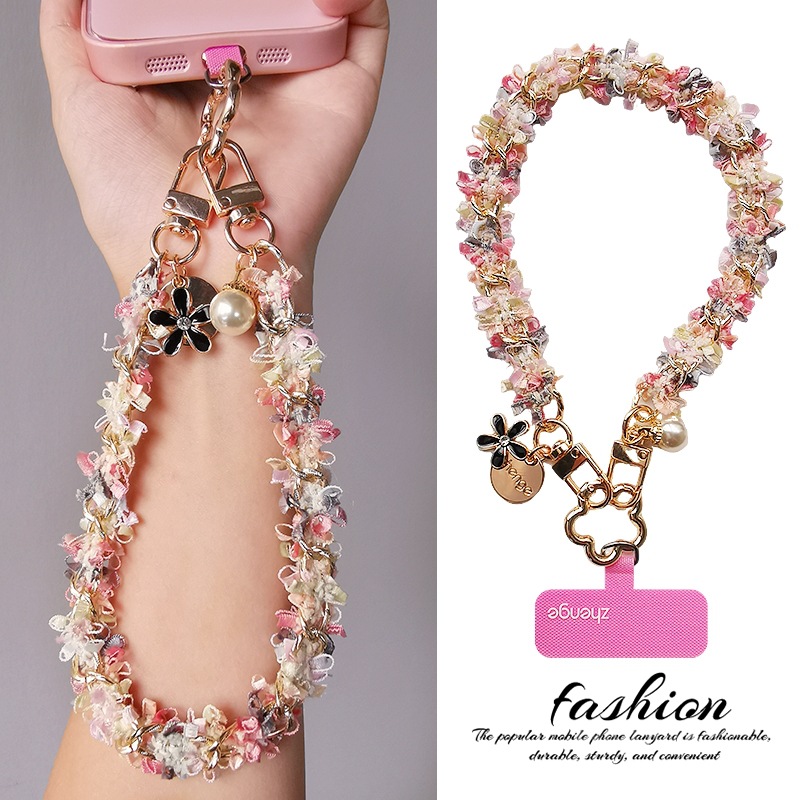 Phone strap women's fairy lace twisted chain wrist rope small fragrance style outdoor travel outing