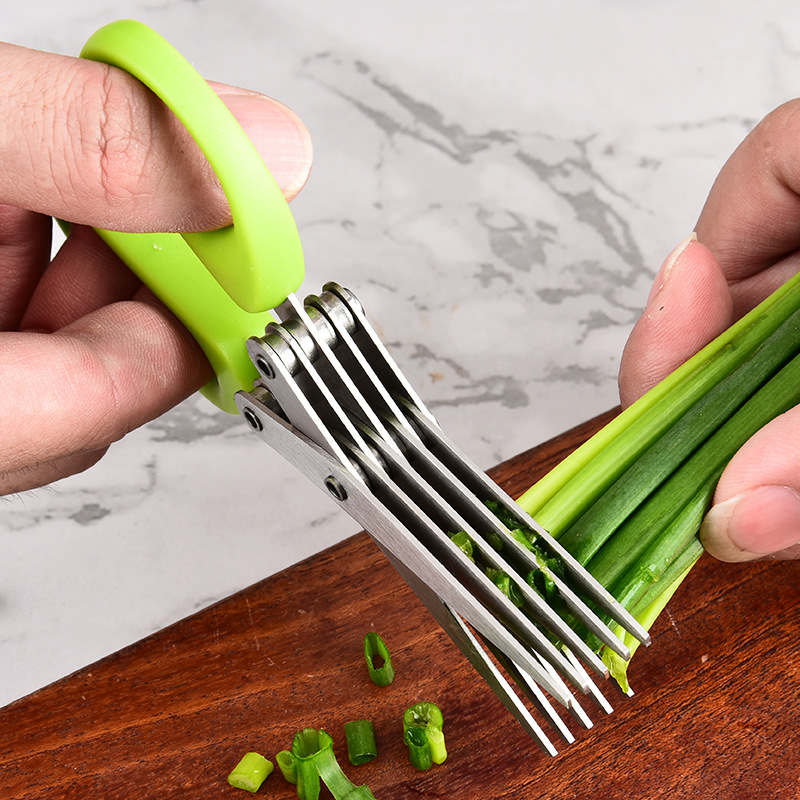 Kitchen Scissors Stainless Steel Multi-layer Multifunctional Chive Scissors Three Five Layers Baby Food Scissors Home Vegetable Scissors