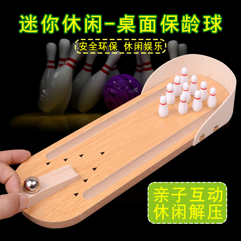 Children's Educational Mini Bowling Wooden for Adults Stress Relief Parent-child Interaction Leisure Tabletop Game Toy