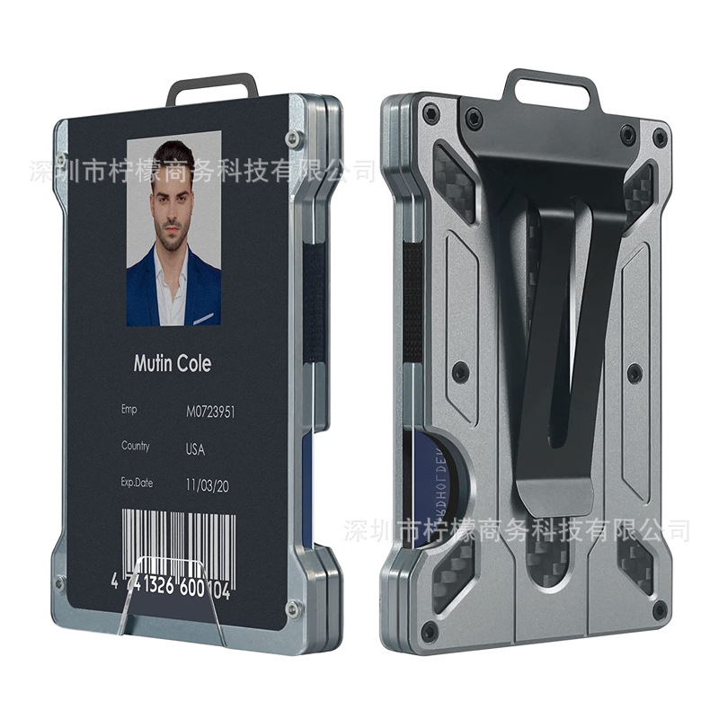 New Aluminum Alloy Card Holder Transparent Badge RFID Metal Wallet Work ID Card Clip Business Card Holder