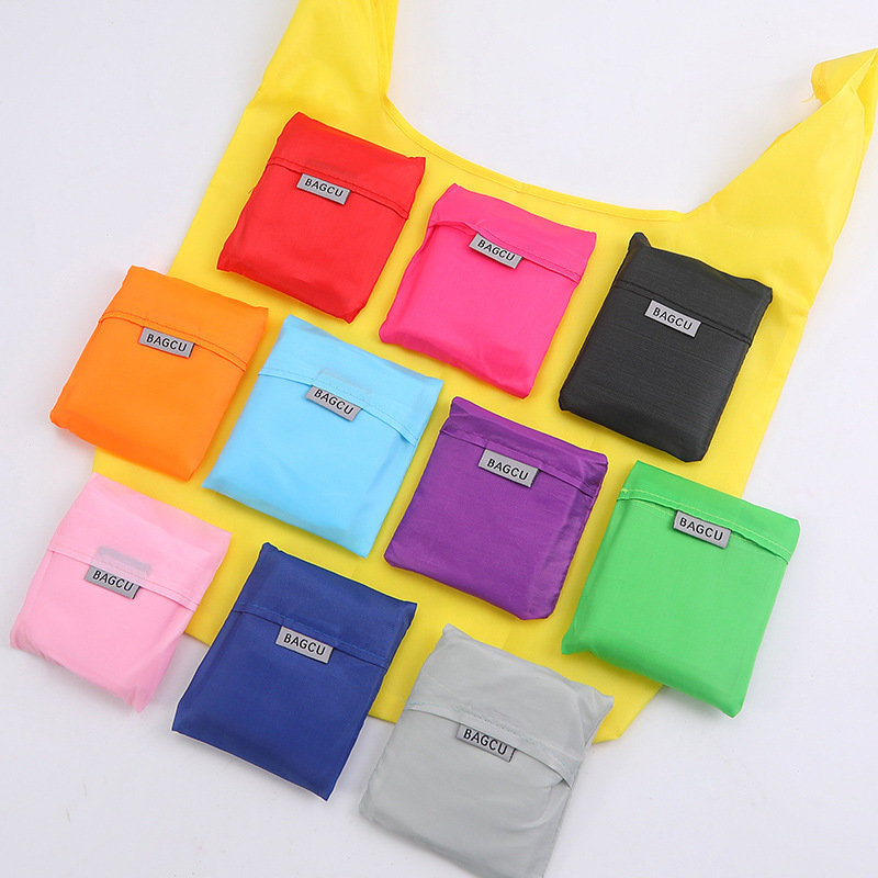 Waterproof Shopping Bag, Portable Plastic Bag for Supermarket, Eco-friendly Solid Color Foldable Storage Bag