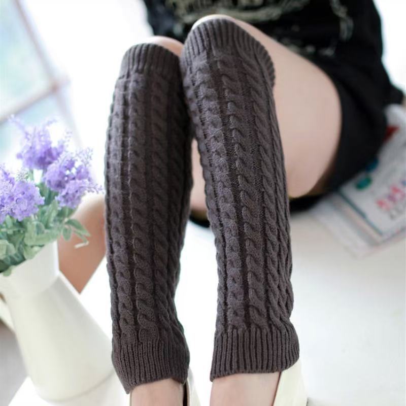 Stacked Socks Cuff Autumn Winter Knit Leg Warmers New Simple Women's Calf Shaping Cable Knit Socks