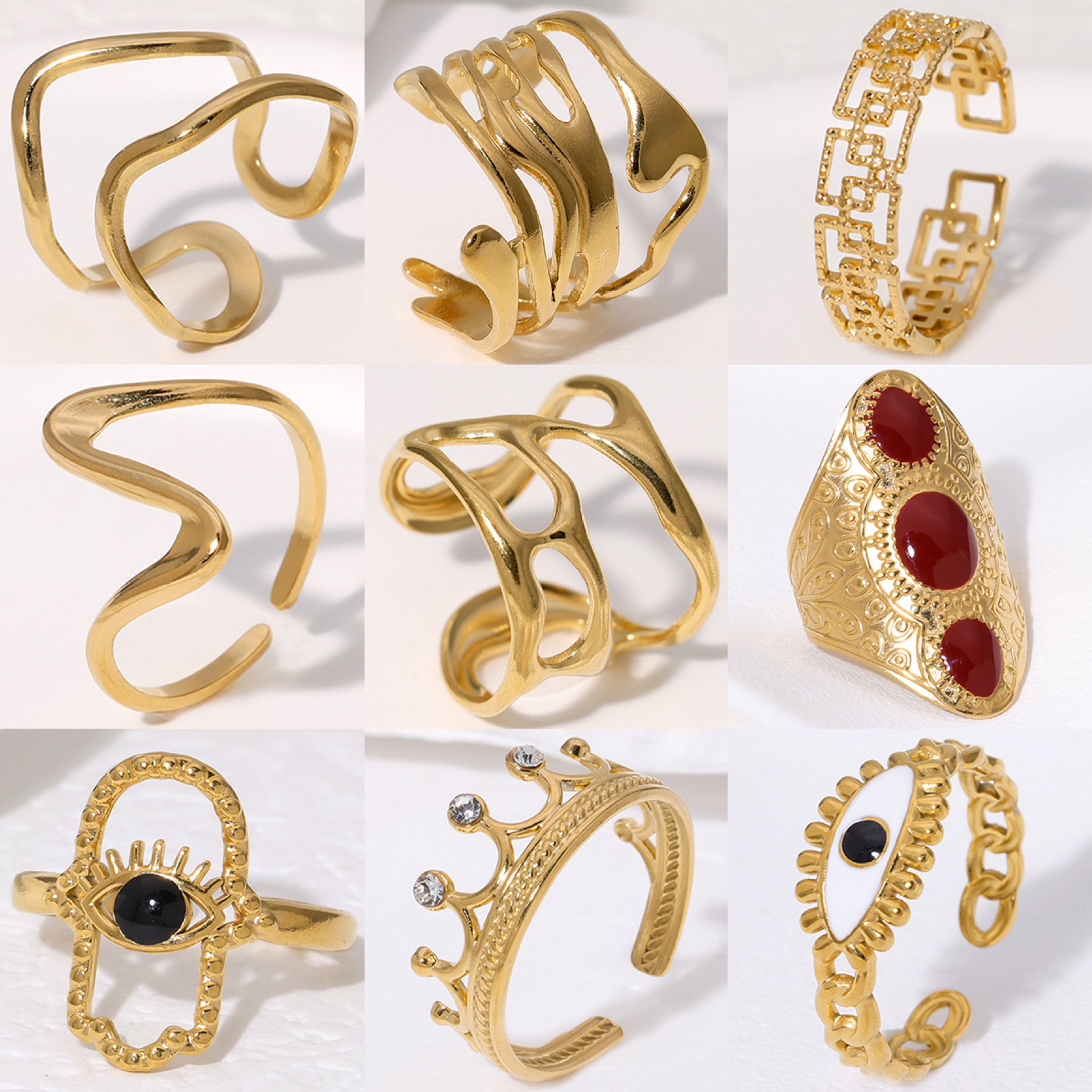 Stainless steel open ring 18K gold-plated simple titanium steel ring